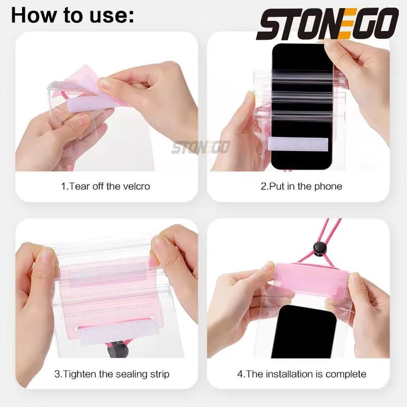 STONEGO Wasserdichte Handyhülle in Schwarz und Transparent für Schwimmen, Tauchen und Outdoor-Aktivitäten - Bild 5