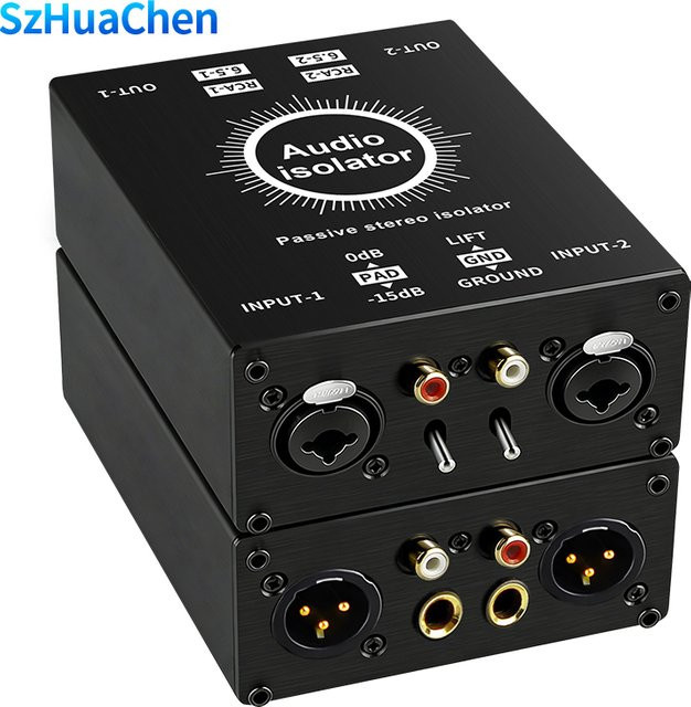 TITAK 2-Kanal XLR Audio-Isolator Rauschunterdrückungsfilter in Schwarz zur Beseitigung von Stromgeräuschen für 6,5 XLR Mixer - Bild 1