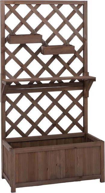PROREGAL Hochbeet aus Tannenholz mit Rankgitter und Ablage in Braun, H x B x T: 135 x 70 x 30 cm - Bild 1