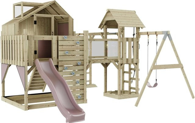 OutdoorToys Spielturm Mille mit Kinderschaukel, Altrosa, ab 3 Jahre - Bild 1
