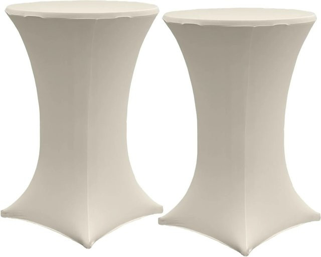 2er-Set TRUTZHOLM Stehtischhusse aus Stretch-Polyestergewebe in Beige, Durchmesser: 60 cm - Bild 1