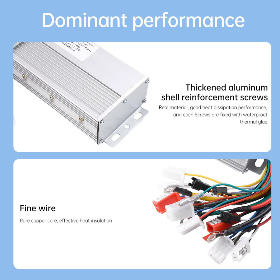 Gaqqee Bürstenloser Controller für Elektrofahrzeuge in Silber, Dual Modus, 1000-1500W, kompatibel mit 48V 60V 72V - Bild 2
