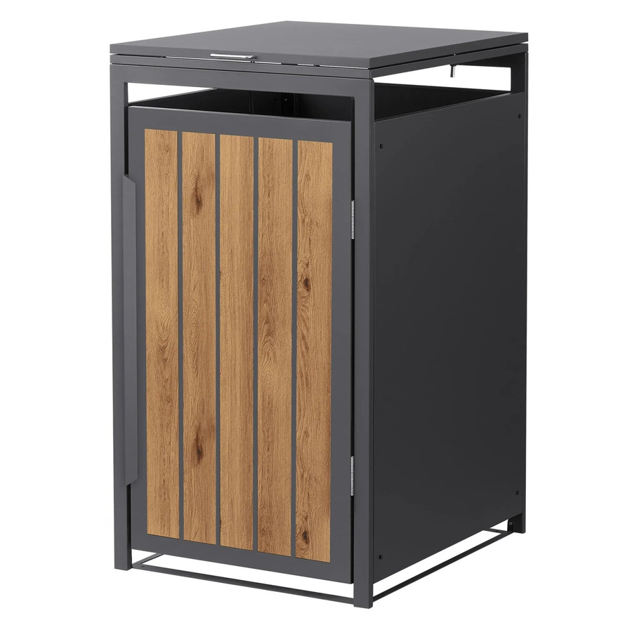 Mülltonnenbox ML-Design aus Stahl in Anthrazit-Holzoptik für 240 Liter, B/T/H: 68 x 80 x 120 cm - Bild 3