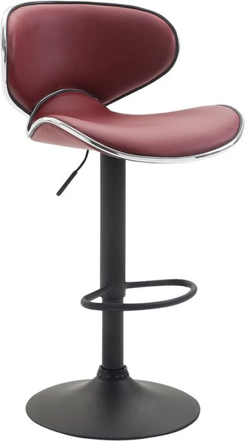 DELUKE Barhocker FAMIR Barstuhl mit Lehne aus Kunstleder in Bordeauxrot und Schwarz, B/T/H: 46 x 49 x 88 cm - Bild 1