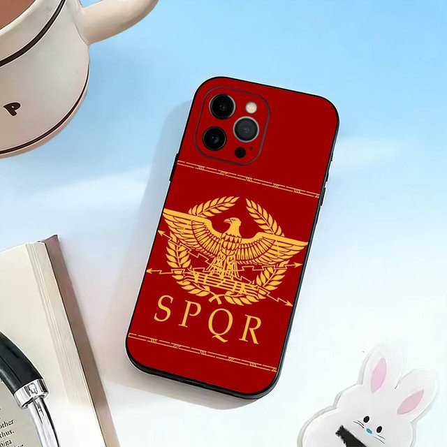 mart123 Handyhülle Römisches Reich SPQR aus weichem Silikon für iPhone 17, 16, 15, 14, 13, 12, 11 Pro Max XS, Schwarz und Rot - Bild 1