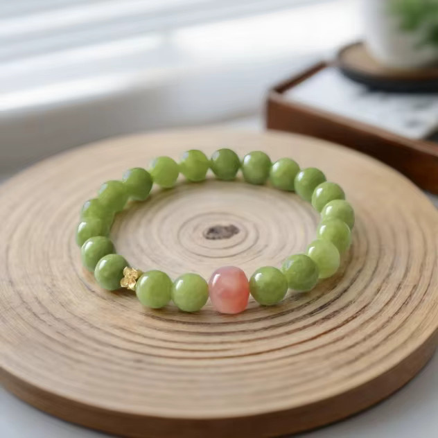 YNO Armband, Olivin-Kristall, grüne Perlen, 8 mm, Damen - Bild 3