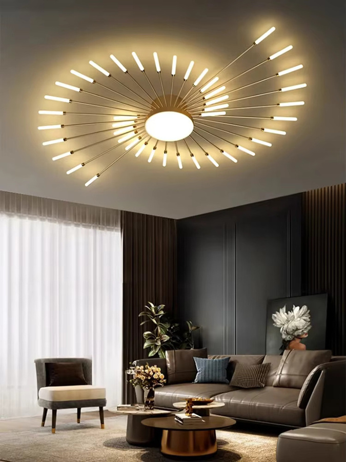 VIGOUS Moderne LED-Deckenleuchte im Feuerwerk-Design für Wohnzimmer und Schlafzimmer, Schwarz-Gold - Bild 4
