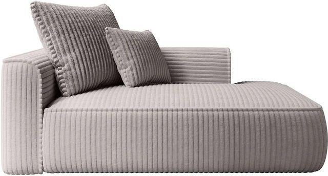 Vente-unique Recamiere Pineta ohne Schlaffunktion aus grob geripptem Cord in Lichtgrau, Breite: 180 cm - Bild 1
