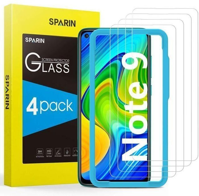 LittleMonkey Displayschutzfolie aus gehärtetem Glas für Redmi Note 9, 4er-Pack, transparent, HD 9H - Bild 1