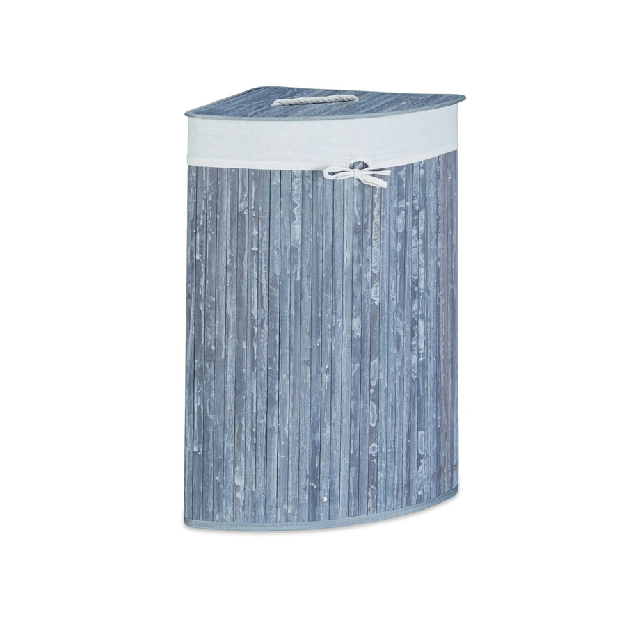 Relaxdays Eckwäschekorb aus Bambus mit Deckel, Grau, B: 65 cm, T: 49,5 cm, H: 37 cm - Bild 2