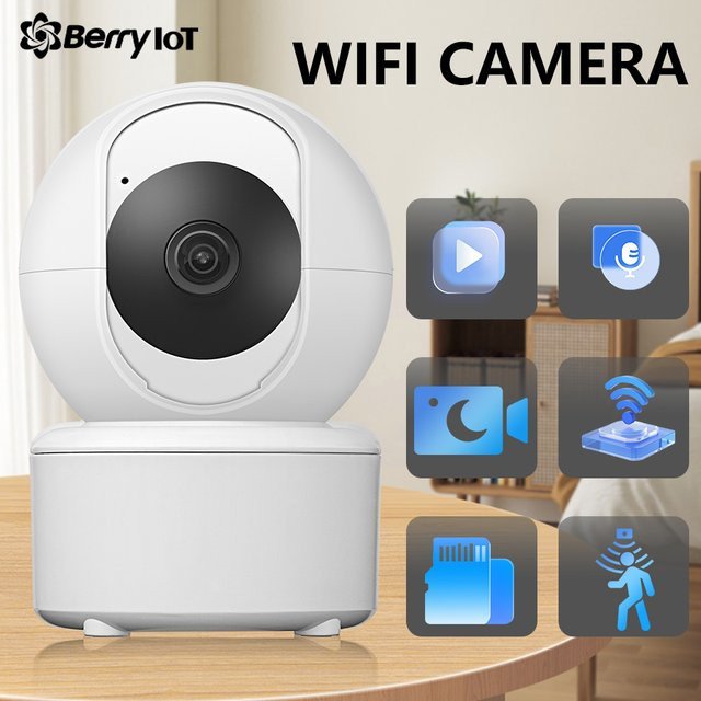 BERRY IOT WLAN-Überwachungskamera mit Nachtsicht, PTZ-Funktion und Sprachgegensprechanlage, Weiß - Bild 1