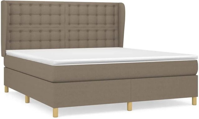 vidaXL Boxspringbett Hybrid mit Matratze und Kopfteil, Farbe Taupe, B/T/H: 180 x 200 x 118 cm - Bild 1