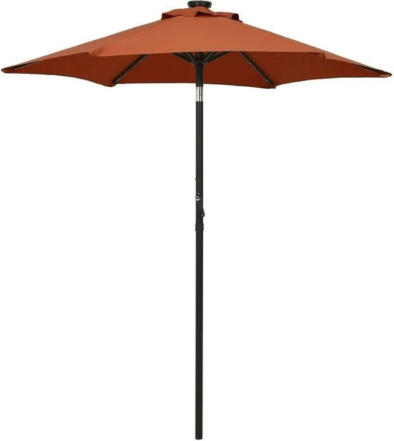 vidaXL Sonnenschirm mit LED-Beleuchtung aus Aluminium und Polyester in Terrakotta, B/T/H: 200 x 211 cm - Bild 1