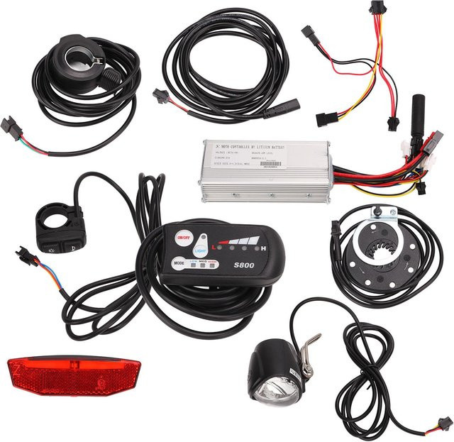 Igeteck Controller-Kit für E-Bike mit S800 Display, Front- und Rücklichtern sowie 2-in-1 Schalterkonfiguration, 750W, 36V/48V, Schwarz - Bild 1