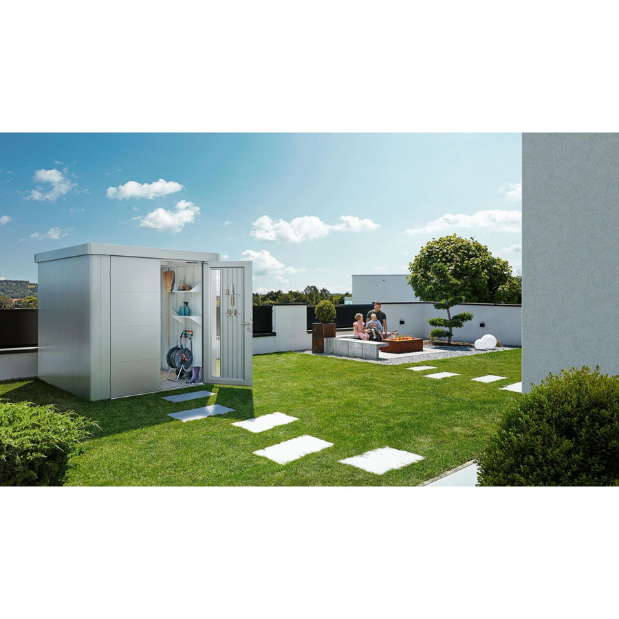 Biohort Gerätehaus Neo 2B mit Standardtür aus Metall in Silber Metallic, B/T/H: 236 x 236 x 222 cm - Bild 2