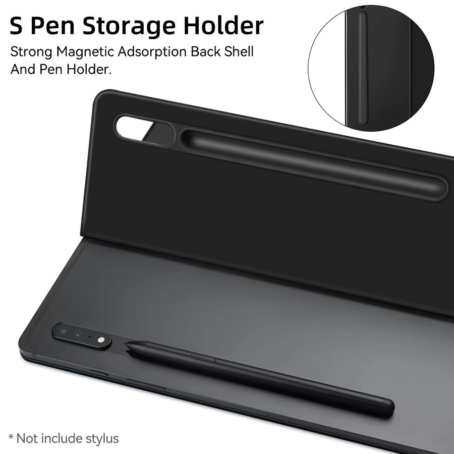 Magnetische Schutzhülle mit Stifthalter für Samsung Galaxy Tab S6 Lite, S7, S8, S9, S7 FE, S8/S9/S10 Ultra in Schwarz - Bild 5