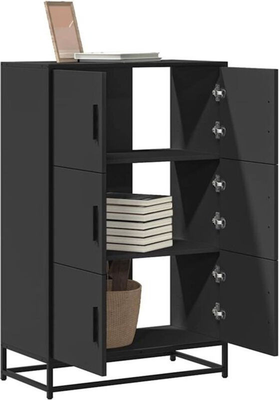 Modernes Highboard Vidaxl in Schwarz aus Holzwerkstoff und Metall, B/T/H: 68 x 35 x 106,5 cm - Bild 1