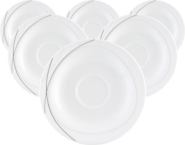 Seltmann Weiden Kombi-Untertassen Trio Highline aus Porzellan, Weiß, 6er Set, Durchmesser: 16 cm - Bild 1