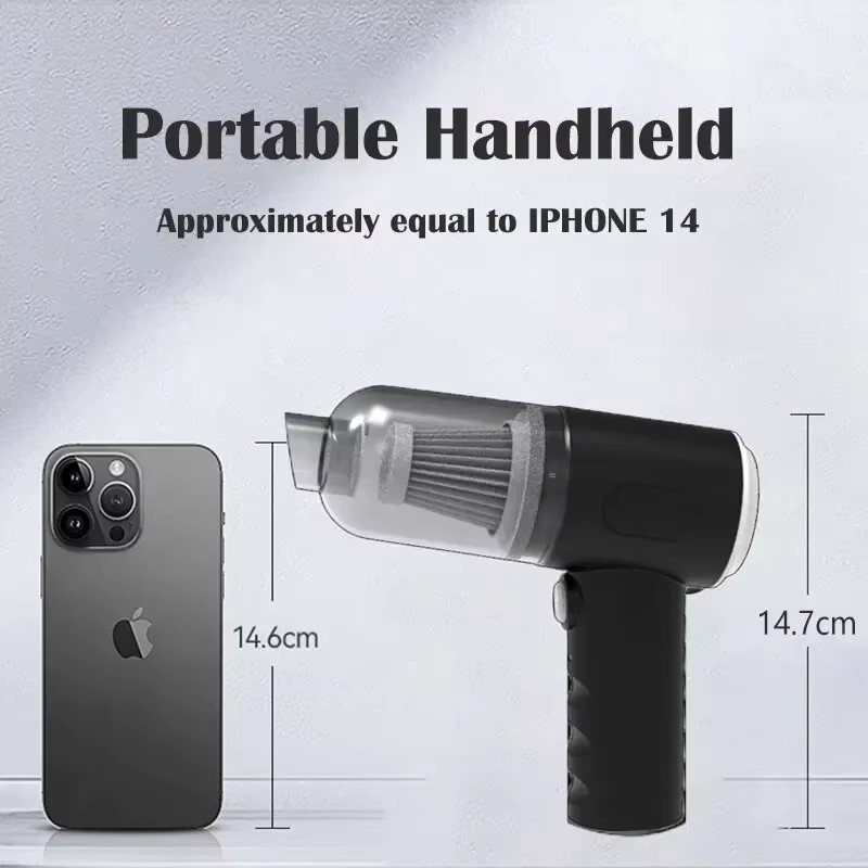HAOYUNMA Kabelloser Mini-Autostaubsauger in Schwarz, tragbarer Nass- und Trockensauger mit USB-Ladefunktion für Auto und Haushalt - Bild 2