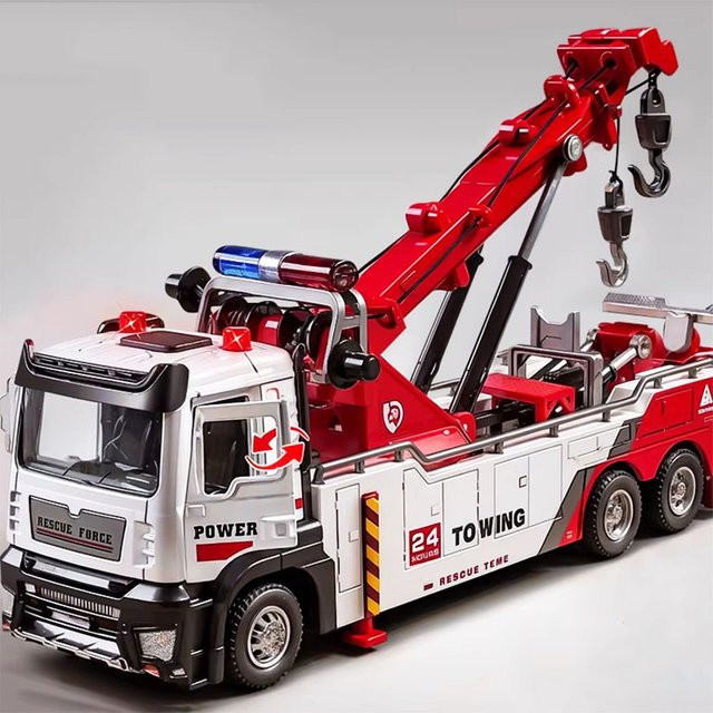 YBC YIBAICHENG Doppelhaken-Wrecker-Modell, Spielzeugauto, 1:32, Metall, mit Licht und Sound - Bild 1