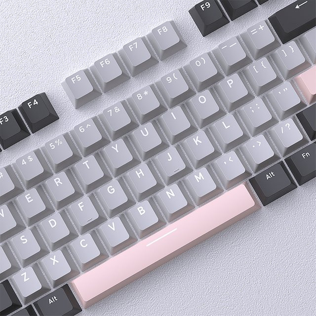 Rock Ash Powder PBT Keycaps für MX mechanische Tastaturen, 126 Tasten, Cherry Profil, Double-Shot, Farbe: Grau - Bild 1