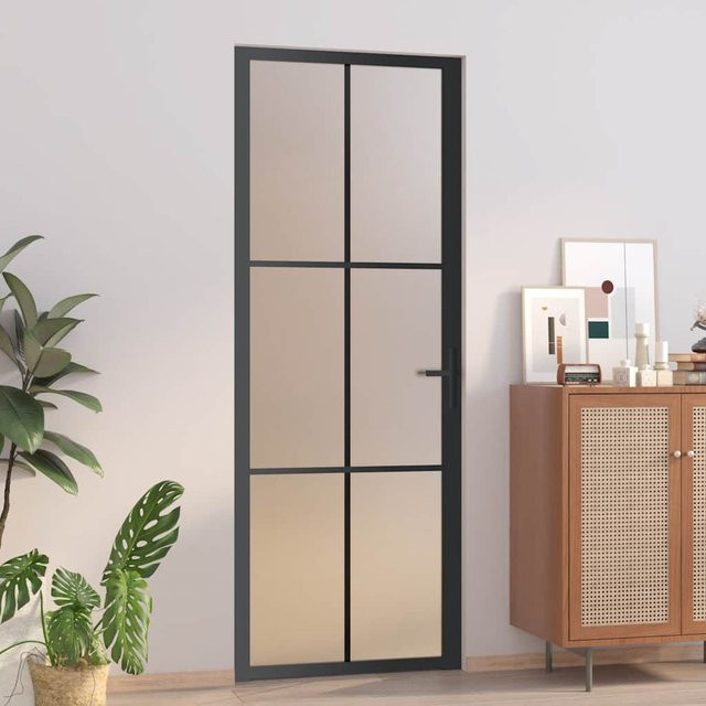 Vidaxl Innentür modern in Schwarz mit Mattglas und Aluminium, B: 76 cm, H: 201,5 cm - Bild 1