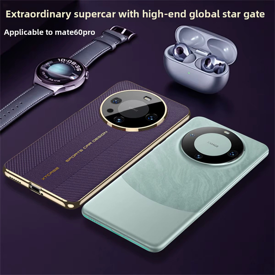 Luxuriöse Handyhülle aus galvanisiertem Leder mit Kameraschutz für Huawei Mate 60 Pro, Mate 50 Pro, Mate 40 Pro und Mate 30 Pro in Purple - Bild 3