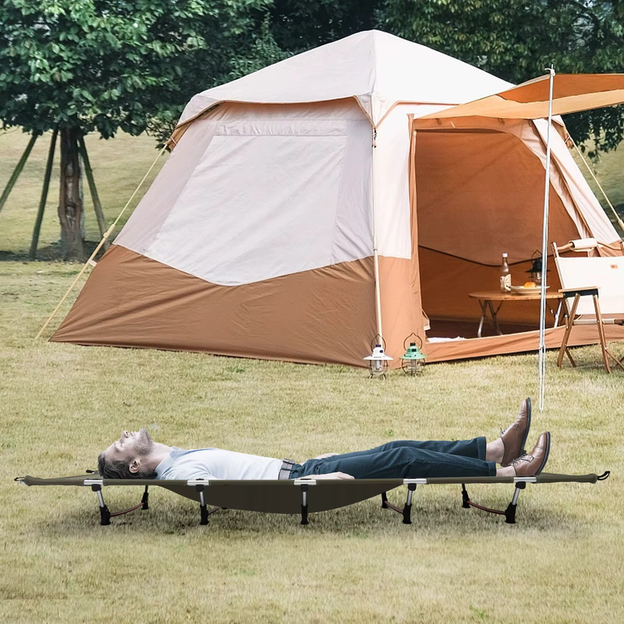 Bymaocar Ultraleichtes Klappbares Campingbett in Armeegrün mit Tragetasche und 150 kg Tragkraft - Bild 2