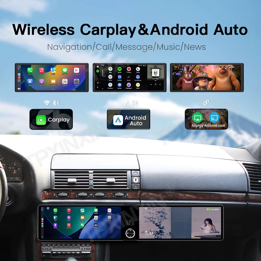 TPXINXIN Android Auto und CarPlay Multimedia Autoradio mit GPS-Navigation für Mercedes Benz S-Klasse W140 1991-1998, 24,6 Zoll, Schwarz - Bild 2