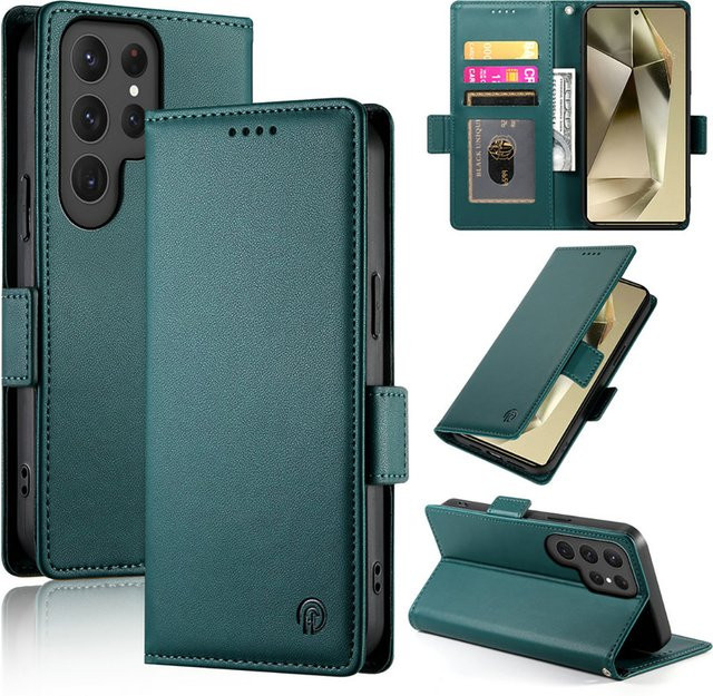 Luxus Flip Ledertasche für Samsung Galaxy S26 Ultra S25 S24 S23 S22 S21 Plus FE Green Wallet Card Cover - Bild 1