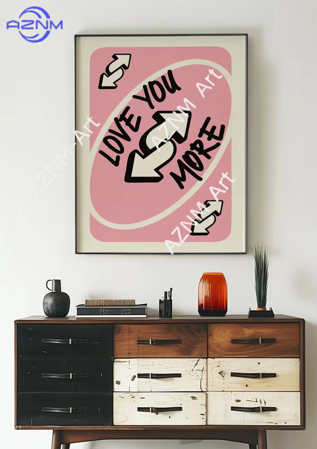 KAYOU Retro-Wandposter Love You More in Rosa – Typografische Y2K-Kunst als Wanddekoration für dein Schlafzimmer oder Wohnzimmer - Bild 2