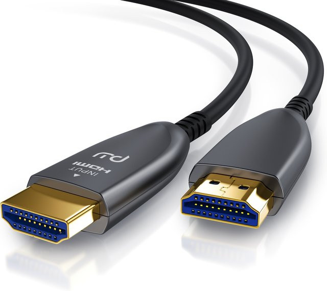 Primewire Ultra HD HDMI 2.0b Glasfaserkabel in Schwarz, 3-fach geschirmt, 4K, Full HD, 3D, ARC, High Speed mit Ethernet, Länge: 5 m - Bild 1