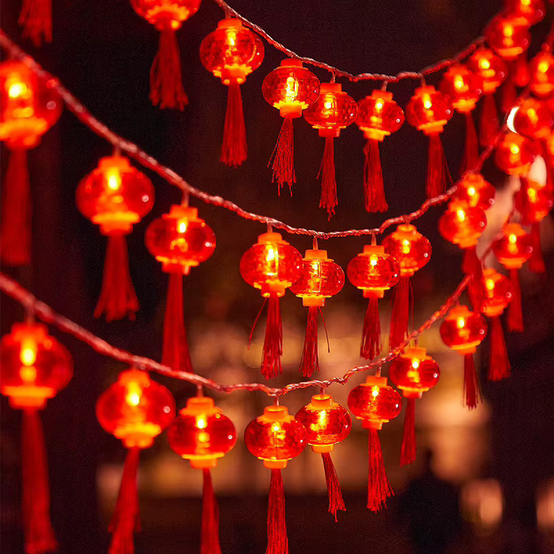Rote LED Laternen Lichterkette mit 10 Lampen für chinesisches Neujahrsfest und Dekorationen, Länge: 2 m - Bild 2
