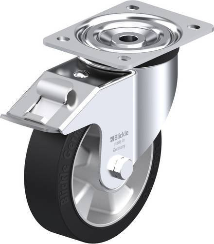 Blickle L-ALEV 160K-FI Lenkrolle mit Feststeller in Silber, Rad-Durchmesser: 16 cm, Tragfähigkeit: 400 kg - Bild 1