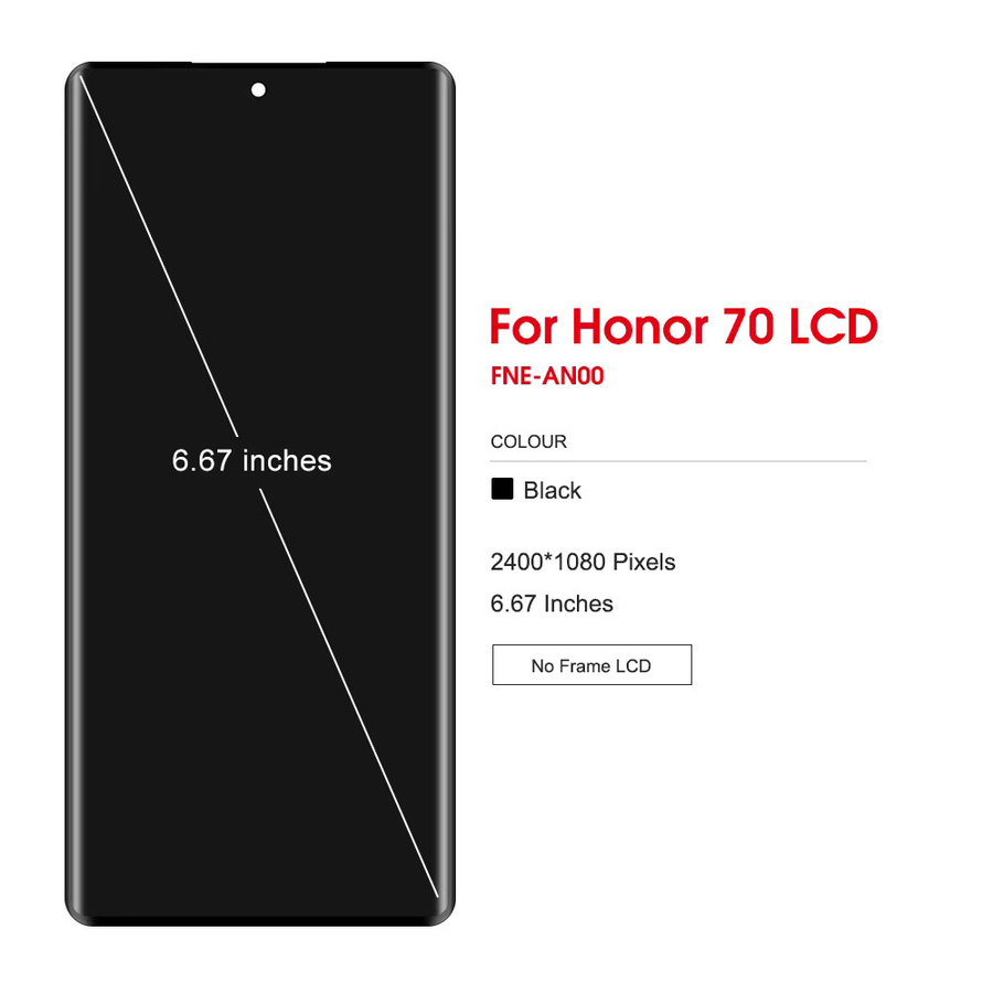 Honor 70 LCD Display Touchscreen Digitizer Montage Ersatz mit Rahmen in Schwarz - Bild 2