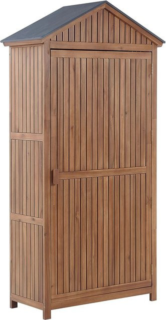 Beliani Gartenschrank SAVOCA in Braun und Grau aus Holz und Stahl, B/T/H: 100 x 40 x 200 cm - Bild 1