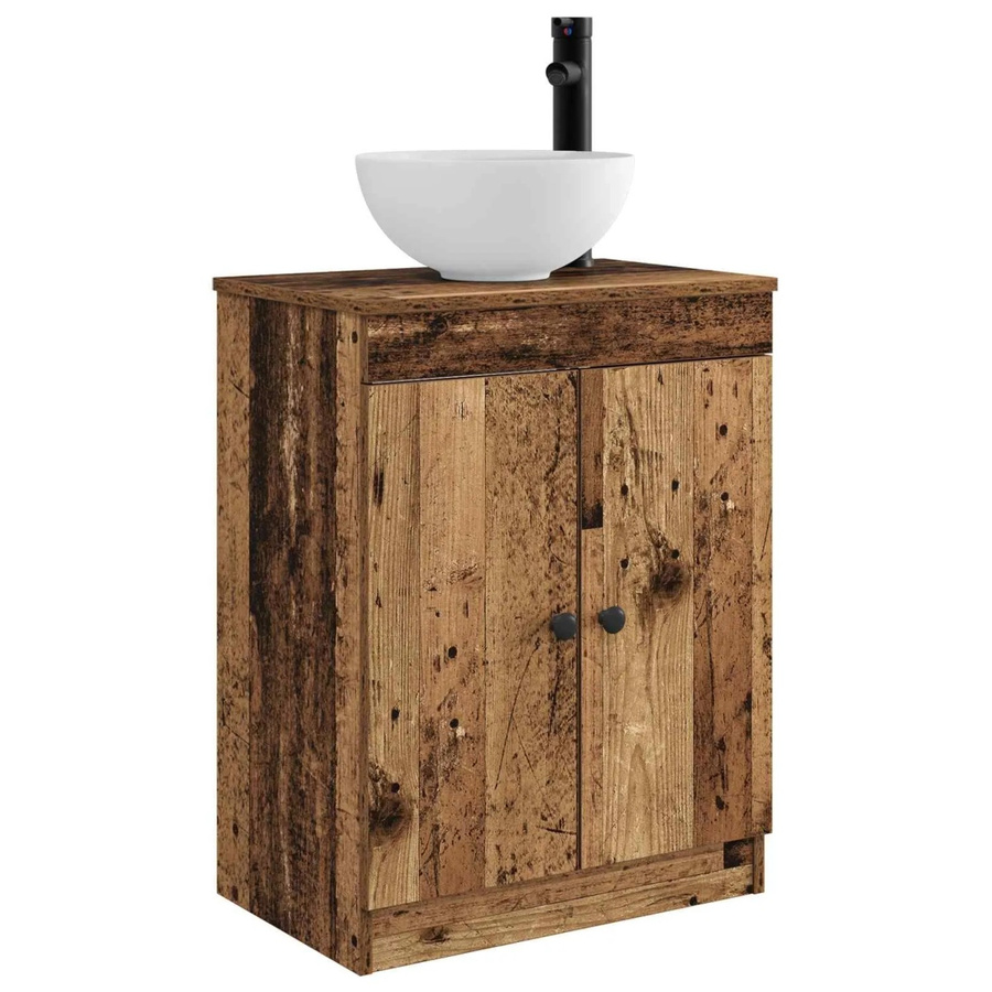 vidaXL Badezimmerschrank mit Waschbecken in Altholz-Optik, Farbe Braun/Schwarz, B/T/H: 54 x 35 x 83 cm - Bild 2