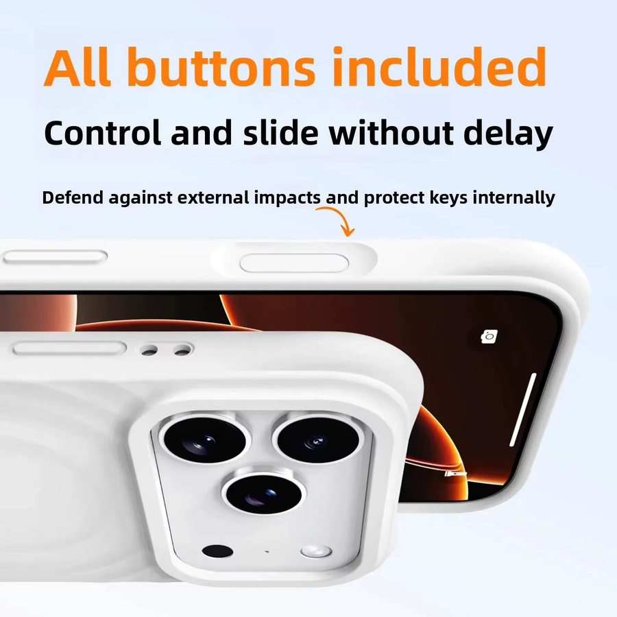 Apple MagSafe Flüssigsilikon Wasserwellen Hülle für iPhone 14 15 16 17 Pro Max in Grau - Bild 2