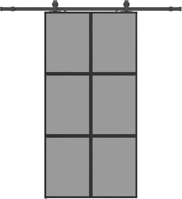 vidaXL Schiebetür aus Hartglas in Schwarz mit Beschlag, B: 102,5 cm, H: 205 cm - Bild 1