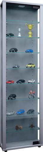 VCM Glasvitrine Edana Maxi in Silber mit ESG-Sicherheitsglas, B/T/H: 33 x 18 x 113 cm - Bild 1