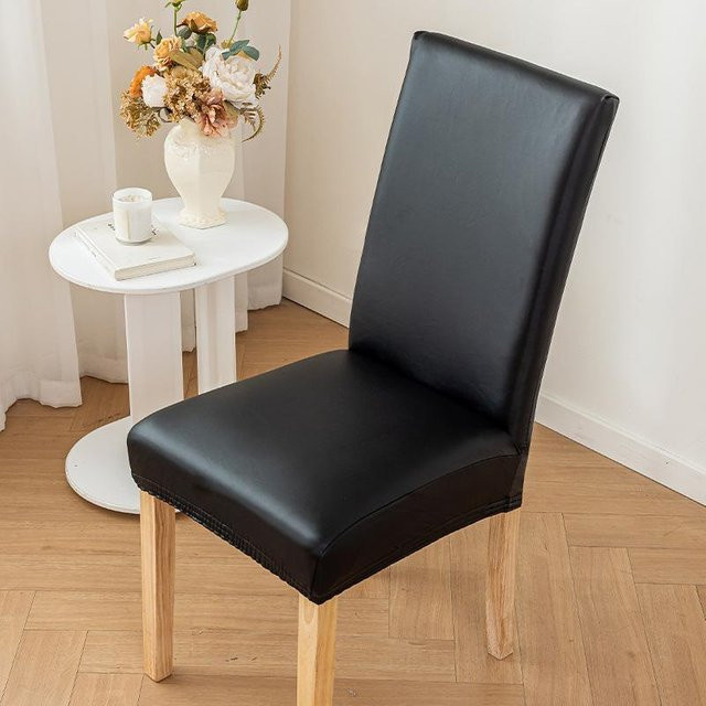 L.RIDING PULO Esszimmerstuhlbezug aus Kunstleder, wasserabweisend und rutschfest, Schwarz, Größe L (Rückenhöhe: 50-60 cm) - Bild 1