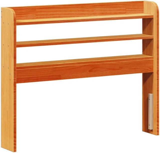 vidaXL Kopfteil aus Massivholz Kiefer mit Ablagen, Wachsbraun, Breite: 110 cm, Höhe: 82 cm, Tiefe: 16 cm - Bild 1