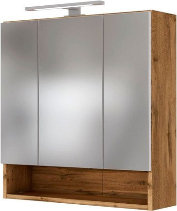 HELD MÖBEL Spiegelschrank Livorno in Eiche mit LED-Beleuchtung und Glasfront, Höhe: 64 cm, Breite: 60 cm, Tiefe: 20 cm - Bild 1
