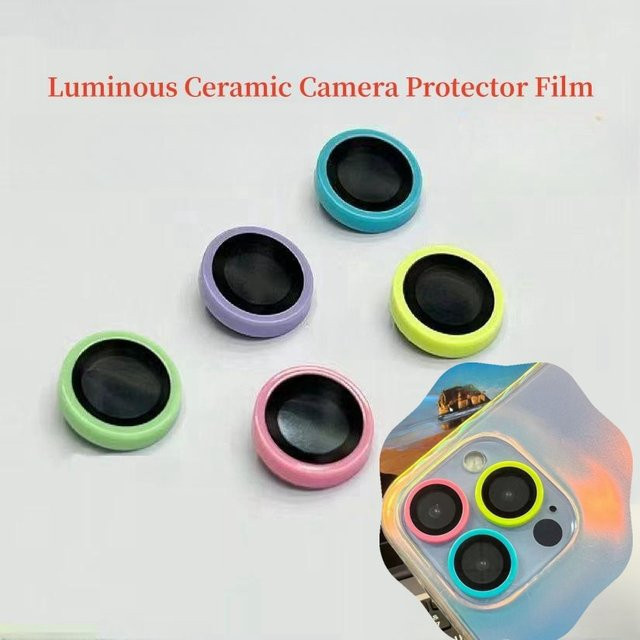Lichtemittierender Keramik-Kameraschutz für iPhone 17 16 15 Pro Max und weitere Modelle, Kamera-Linsenschutz aus gehärtetem Glas in Blau und Multicolour - Bild 1