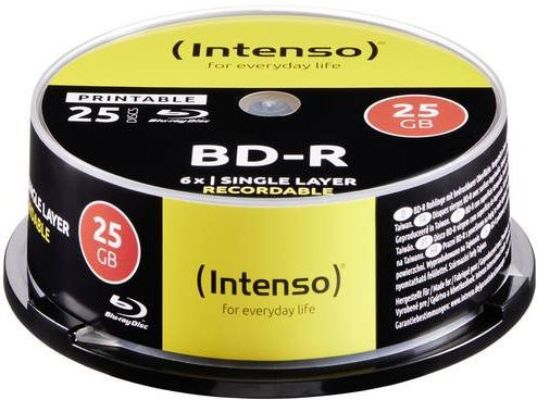 Intenso Blu-ray BD-R SL Rohling 25GB, 25 Stück Spindel, bedruckbar - Bild 1