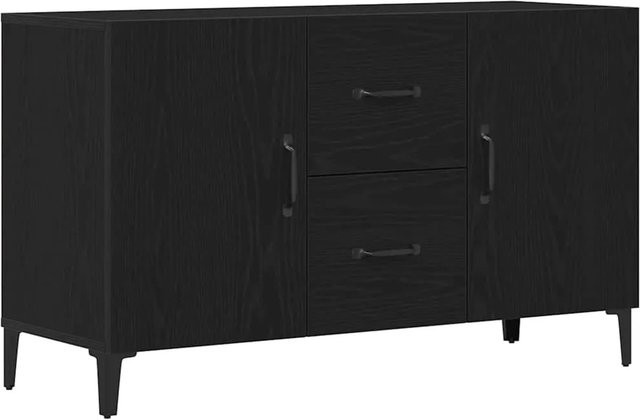 vidaXL Sideboard mit Schubladen in Schwarz und Eiche, modernes Design aus Holzwerkstoff, B/T/H: 100 x 36 x 60 cm - Bild 1
