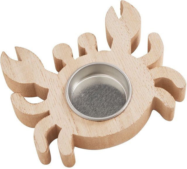 VBS Teelichthalter Krabbe in Beige aus Holz und MDF im maritimen Design - Bild 1