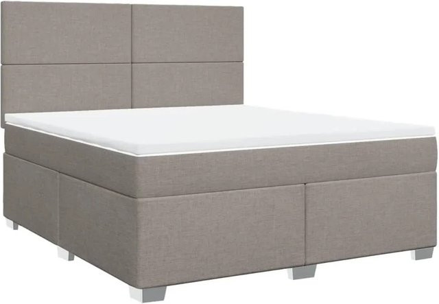 vidaXL Boxspringbett mit Matratze Hybrid-Modell in Taupe mit USB-Ladeport und Unterbettbeleuchtung B/T/H: 180 x 200 x 140,5 cm - Bild 1