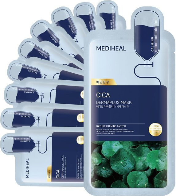 MediHeal Cica Dermaplus Maske, 10 Stück, Centella Asiatica, Empfindliche Haut - Bild 1