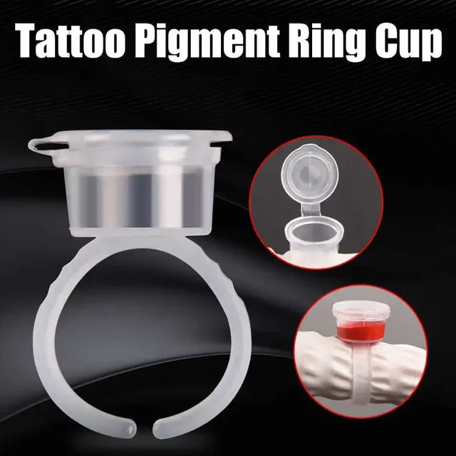 BOLUOYIN Tattoo Pigment Tinte Ring Tassen, 50 Stück, mit Deckel - Bild 1